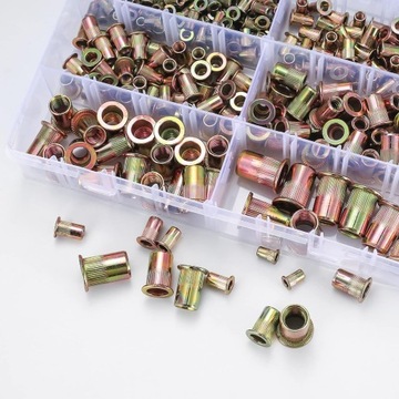 НАБОР СТАЛЬНОЙ ЗАКЛЕПКИ ГАЙКИ ЦИЛИНДРИЧЕСКОЙ ЗАКЛЕПКИ ЦИНК М3-М10 МИКС 300ШТ.