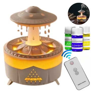 NAWILŻACZ POWIETRZA CHMURA LAMPKA UFO KROPLA DESZCZ AROMATERAPIA 3 OLEJKI