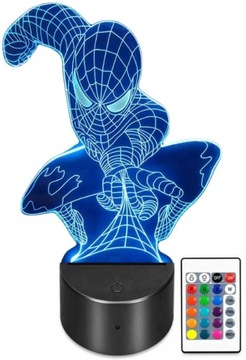 LAMPKA NOCNA 3D LED USB SPIDERMAN FILM LAMPA 16 KOLORÓW + PLOT