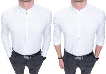 KOSZULA MĘSKA BIAŁA STÓJKA STRUKTURA r. 3XL