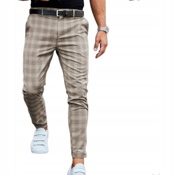 Eleganckie spodnie męskie casual wizytowe w kratę