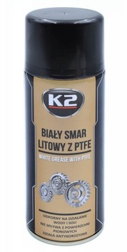K2 W121 BIAŁY SMAR LITOWY z PTFE do maszyn przemysłowych rowerów aut 400ML