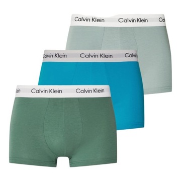 CALVIN KLEIN BOKSERKI MĘSKIE MAJTKI 3PK NIEBIESKIE/ZIELONE/SZARE r.L