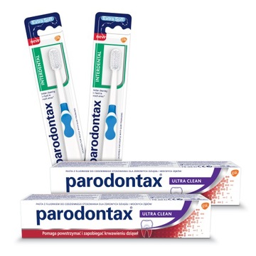 Zestaw 2xPasta do zębów Parodotax Ultra Clean i x2 Szczoteczka Extra Soft