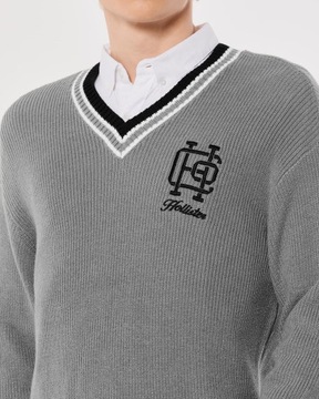 Hollister ~ szary sweter z logo ~ XL