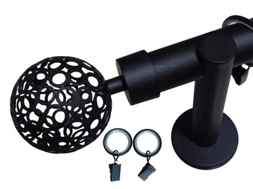 KARNISZ+CICHE KÓŁKA CZARNY MAT GRUBY 25MM 200 CM