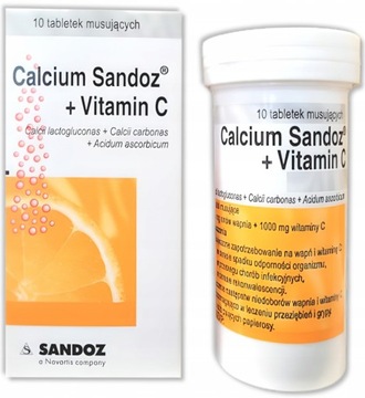 CALCIUM SANDOZ WAPŃ 1000mg + VITAMIN WITAMINA C 260mg 10tabletek musujących