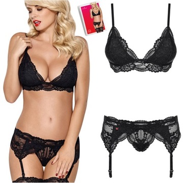 Komplet bielizny koronkowej OBSESSIVE 810 czarny S M
