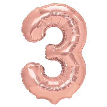 BALON FOLIOWY CYFRA 3 ROSE GOLD BALONY NA URODZINY