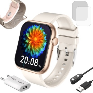 Smartwatch Zegarek Damski Menu PL Rozmowy Smart Watch Złoty Kroki Gratis