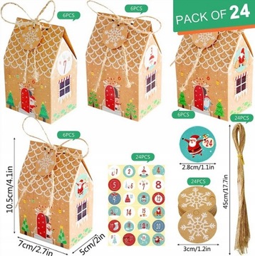 ДОМИК-КАЛЕНДАРЬ АДВЕНТА 24 шт. КРЕАТИВНЫЕ УКРАШЕНИЯ ДЛЯ ДЕТЕЙ своими руками, ПОДАРОК