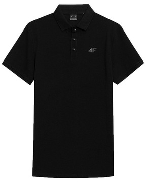 Koszulka Polo z bawełny 4F M130 T-shirt z kołnierzykiem czarny 3XL