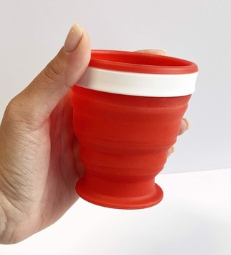 Силиконовая складная дорожная кружка 250 мл, красная