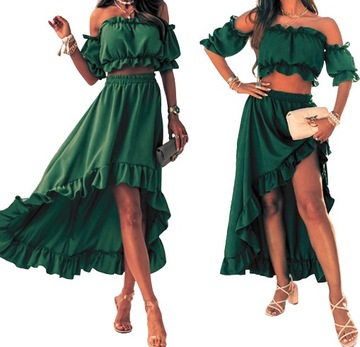 ЖЕНСКИЙ КОМПЛЕКТ, ИСПАНСКАЯ БЛУЗКА, АСИММЕТРИЧНАЯ ЮБКА