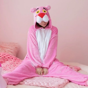 PIŻAMA Unisex piżama dla dorosłych śmieszna różowa flanelowa Cosplay kombin