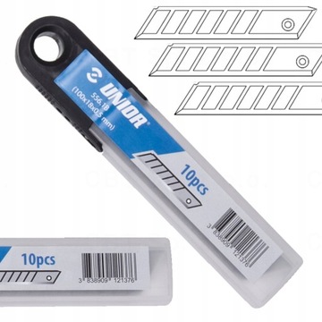 ZESTAW 10 OSTRZY ŁAMANYCH 100MM DO TAPECIAKA DO NOŻA 556A 556B 18MM UNIOR