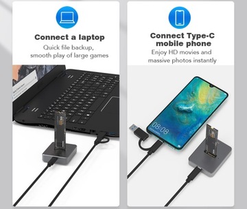 Алюминиевый твердотельный накопитель Station NVME/SATA PCIe M.2 USB C