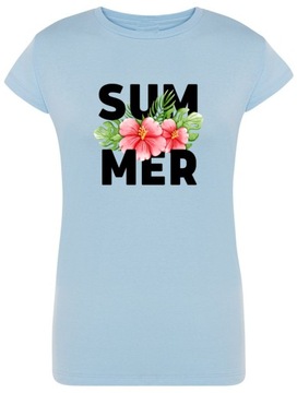 T-Shirt damski fajny nadruk SUMMER Rozm.M