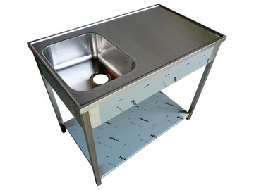 Zlew gastronomiczny z blatem roboczym 100x60x85 półka