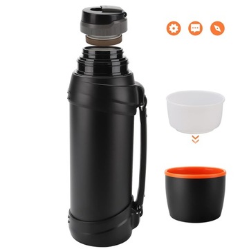 БОЛЬШОЙ ТУРИСТИЧЕСКИЙ ВАКУУМНЫЙ ТЕРМОС ДЛЯ КОФЕ И ЧАЯ 2500МЛ СТАЛЬ