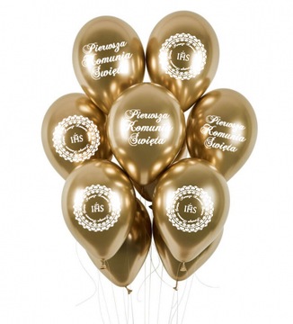 Balony na komunię Ornament IHS złote glossy shiny