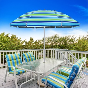 РЕГУЛИРУЕМЫЙ ПЛЯЖНЫЙ ЗОНТ В ПОЛОСКУ С УФ-ЗАЩИТОЙ