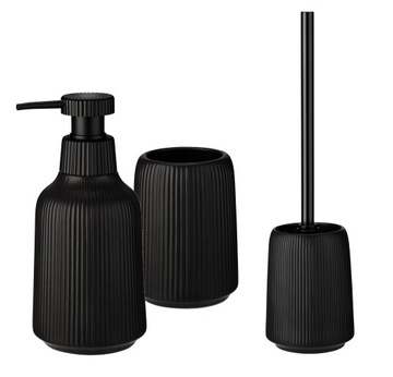 Komplet łazienkowy ceramiczny dozownik na mydło kubek szczotka wc Osborn