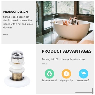 Подшипники колес Детали шкива для душа, 4 шт.