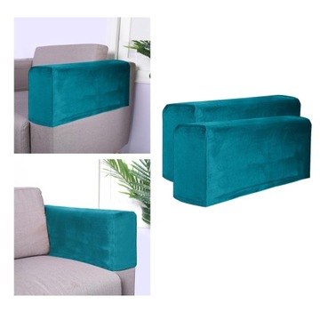 2pieces Sofa Armrest Cover Protector Anti Slip Solid Color Peacock Blue