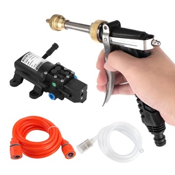 Портативная мойка высокого давления 12 В, комплект шлангов для водяного насоса 130 фунтов на квадратный дюйм, мощность 80 Вт