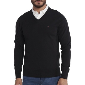 Tommy Hilfiger sweter męski czarny v-neck sweterek MW0MW30956-BDS XXL