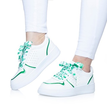 Adidasy damskie białe Buty sportowe Lekkie tenisówki w kwiaty Obuwie