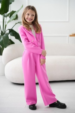 AGR Garnitur Marynarka spodnie Barbie róż r 140