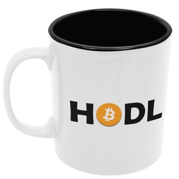 Kubek HODL kryptowaluty bitcoin czarny środek