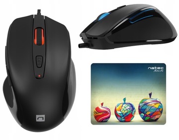 Myszka mysz optyczna NATEC Pigeon 2 Programowalna 4000 DPI + Podkładka