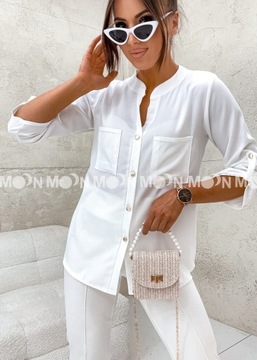 Biała bluzka koszulowa gładka M