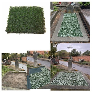 Bukszpan na grób ozdoba nagrobka - sztuczny żywopłot wieloletni mata 50x50