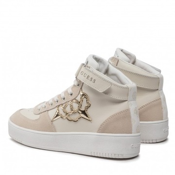 Guess Obuwie Damskie Wysokie Sneakersy VYVES Beżowe Nude Z Logo 36 EU