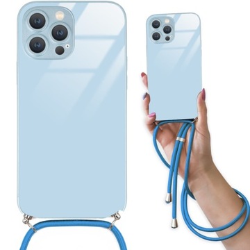 Etui CROSSGLAM do IPHONE 13 PRO MAX GLASS NIEBIESKI Pastelowy na Sznurku