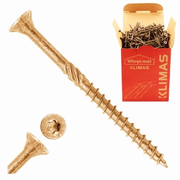 WKRĘTY CIESIELSKIE DO DREWNA 4x30 STOŻKOWE TORX 500szt WKCS-40030 KLIMAS