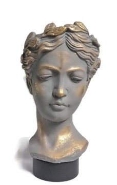 Doniczka głowa.Duża H-35cm.Szaro-złota