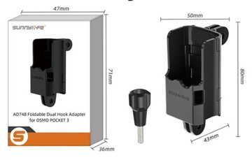 Держатель адаптера 1/4 дюйма, складной 2 в 1 для камеры DJI Osmo Pocket 3