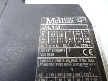 КОНТАКТОР MOELLER DIL1M DIL 1M КАТУШКА ДВИГАТЕЛЬ 230 В 15 КВТ 55 А