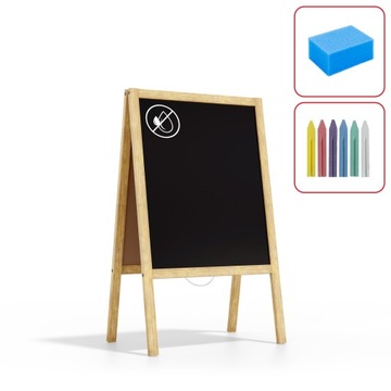 Potykacz kredowy rama naturalna 100x60cm stojak
