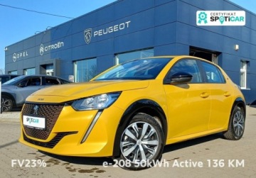 Peugeot 208 II e-208 Elektryczny 136KM 2023 Peugeot 208 e-208 50kWh ACTIVE 136 KM Serwis w ASO Gwarancja FV23