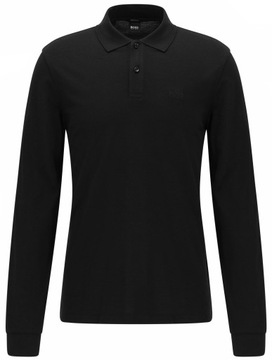 HUGO BOSS czarna koszulka polo z długim rękawem męski longsleeve r. M