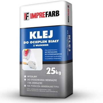 Klej do ociepleń z włóknem elewacja biały 25KG IMPREFARB