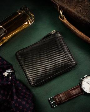 Мужской кожаный кошелек RFID 1871 Черный