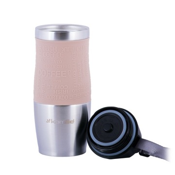 KUBEK TERMICZNY TERMOS STALOWY 100% SZCZELNY pojemny bidon KAMILLE 380 ml