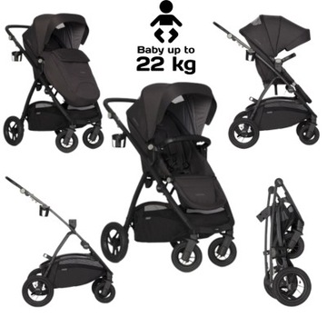 WÓZEK SPACEROWY EASYGO OPTIMO BASALT LEKKI PRZEKŁADANE SIEDZISKO +AKCESORIA